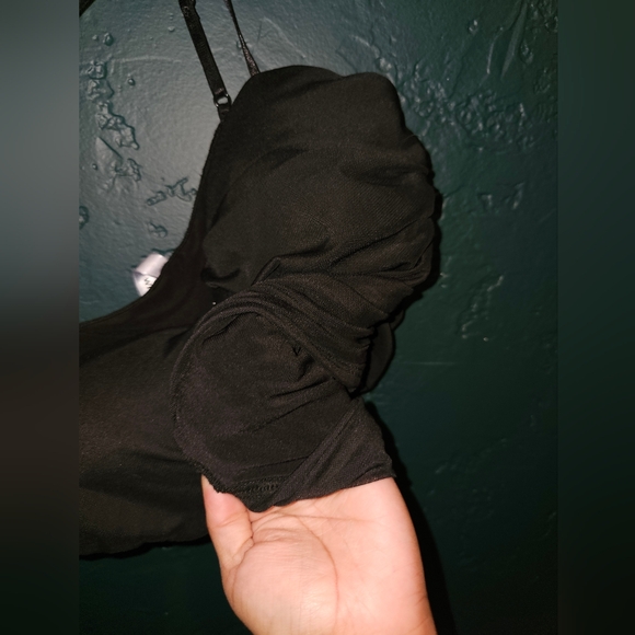 Black Ruched Button-Front Cami Top - Picture 2 of 4